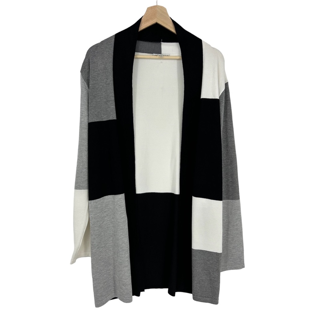 Vila Milano Gray Black Colorblock Cardigan Sweater